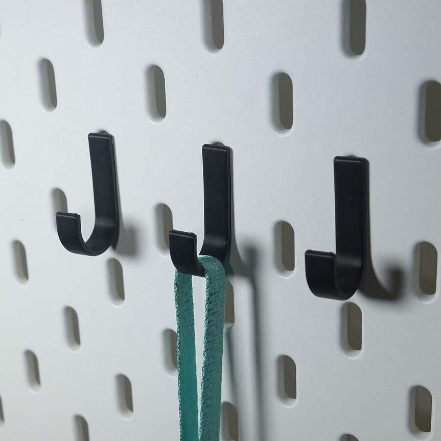 3 Packs Heavy-Duty 3D Printed Pegboard Hooks | Premium PET Material J-Hooks In Sleek Black & White | High-Weight Capacity Minimalist Wall Organizers For Tools, Utensils, & Small Items | Versatile Storage Solution For Workshop, Garage, Office Desk, Kitchen, Or Bedroom - Multicolor - View 1