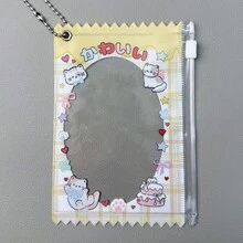 1件可爱宠物苹果、小狗、小猫蛋糕、粉色透明日本杂志、薄荷熊、偶像迷你卡片、拉链袋、收纳袋、悬挂式展示卡套、娃娃包，唯美可爱风格 - 彩色 - 查看 14