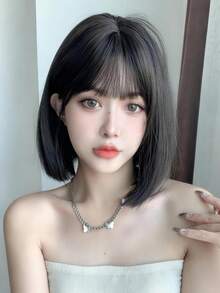 Short Bobo Wig 12inch Brown Straight Hair Wig Natural Daily Hair Synthetic Heat Resistant Wigs - Natural Black - View 11