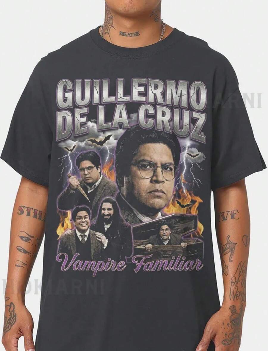 Guillermo De La Cruz Shirt, What We Do In The Shadows Tee, 90s Vintage Bootleg Rap Tee, Vampire Familiar Merch, Harvey Guillen Fan Gift - 黑色 - 查看 1