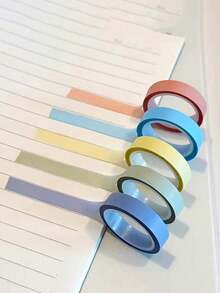 Macaroon/Fluorescent Tape Handbook Decorative Tape Tearable Transparent Color Label Tape School Supplies Waterproof And Oil-Proof Does Not Block The Key But Very Eye-Catching And Easy To Use Tape Handbook DIY Decorative Stickers. - Multicolor - View 2