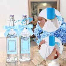 50 Set Blue Hydrangea Champagne Bottle Tags For Wedding Thank You Wine, Thank You Labels With Twist Tie Bows And Ribbon For Baby Bridal Shower, Birthday, Wedding, Party Supplies Gifts - 藍繡球 - 查看 5