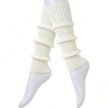 2Pairs Leg Warmers For Women, Cute Knit Leg Warmer Socks For Dance, Fall / Winter - Đen và trắng - Xem 8