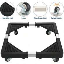 Heavy-Duty Adjustable Appliance Stand (17.7"-25.6") - 4 Locking Wheels Dolly For Mini Fridge, Washing Machine & Dryer (Black) - Universal Washing Machine Base - View 4