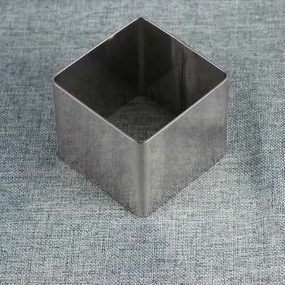 Square Mousse Mold: 4 Inch Stainless Steel Cake Ring - Metal Pastry Mould &Amp; Dessert Cutter For DIY Baking, Home Kitchen, Cakes, Mousse, Fondant (Silver)