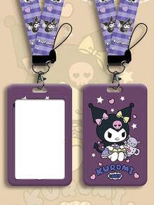 时尚可爱卡通图案滑动卡套，适用于学生证、公交卡、工作证、工厂工牌、地铁卡、餐卡、钥匙链挂绳、护士/员工证件套 - 彩色 - 查看 11