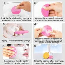 50-Count Compressed Facial Sponges 100% Natural Cellulose Cosmetic Spa Sponges For Daily Facial Cleansing Makeup And Mask Removal Exfoliating Skin Massage Pore Exfoliation 50 Count (Pink ) - 50 Count Pink - View 6