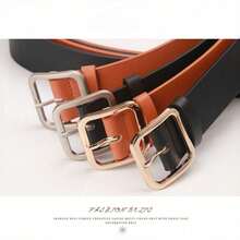 1 Piece Of Women's Geometric Pattern PU Wide Belt, Suitable For Daily Use, Summer Leisure, Autumn School, Valentine's Day - Coffee Brown - View 6