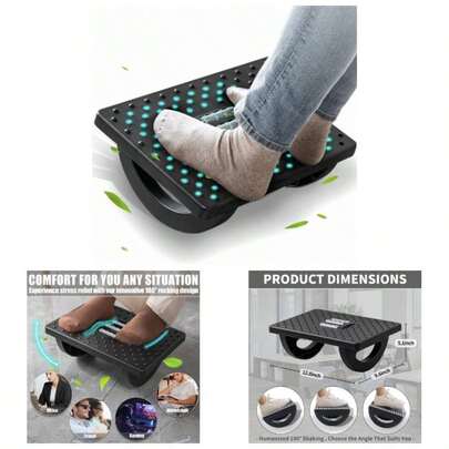 Foot Rest Under Desk At Work - Foot Stools Under Office Desk - Rocking Footrest With Roller Massager - Leg Rest Chair, Computer Gaming - Promote Leg Circulation