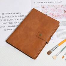 Leather Journal Refillable Notebook Spiral Diary Binder Portfolio - A5 Dotted Paper & Inner Pockets For Travel Work And Personal Organizer (Brown, A5) - 棕色 - 查看 4