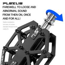 plselis 一对黑色自行车脚踏板，20个防滑钉，适用于公路自行车和山地自行车，男女通用，铝合金材质 - 黑色 - 查看 8