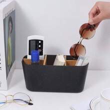 1pc Plastic 5-Compartment Toothbrush Holder, Makeup Organizer Box, Bathroom Vanity Storage Rack For Cosmetics, Stationery, Electric Toothbrush, Toothpaste, Shaving Supplies, Home Decor, Holiday Gift, Back To School Decoration - Multicolor - View 9