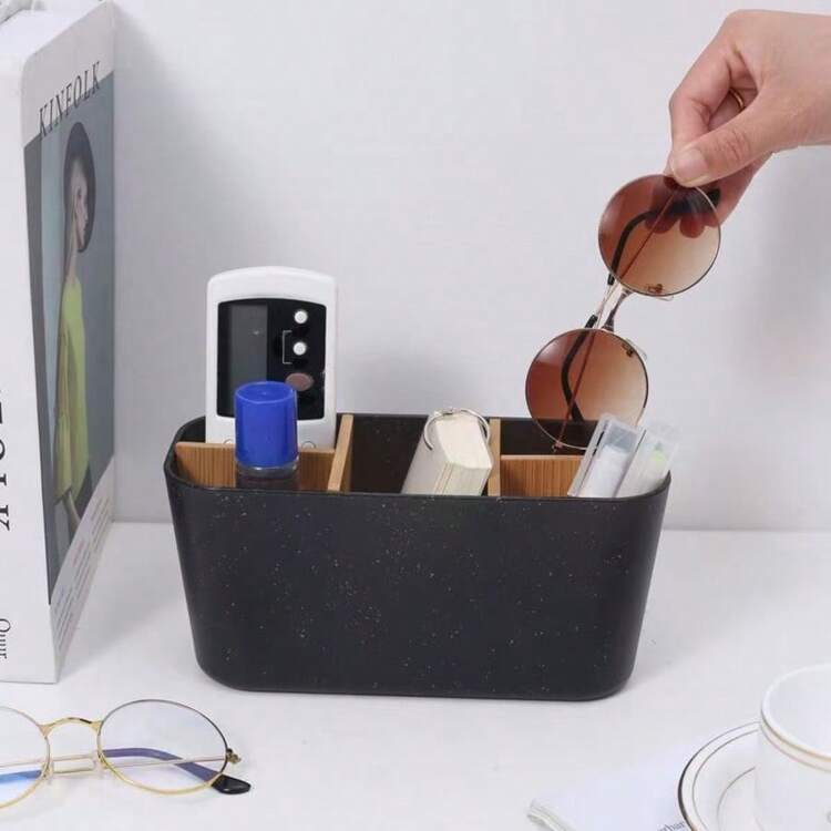 1pc Plastic 5-Compartment Toothbrush Holder, Makeup Organizer Box, Bathroom Vanity Storage Rack For Cosmetics, Stationery, Electric Toothbrush, Toothpaste, Shaving Supplies, Home Decor, Holiday Gift, Back To School Decoration - Multicolor - View 8