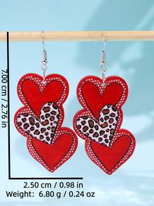 1 đôi bông tai acrylic hình trái tim và họa tiết da báo dễ thương, thích hợp cho sử dụng hàng ngày, đi làm, lễ hội, tiệc tùng, phụ kiện dành cho nữ. - Nhiều màu - Xem 5