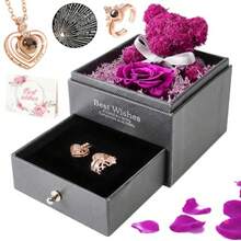 CYPNFlor Rosa Eterna Anillo Collar Rosa Preservada con "I Love You" en 100 Idiomas Regalo para Mujer Oso Rosas Flores Conservada Regalo para San Valentín Regalos de Navidad Tarjeta de FelicitaciónFashion - 219765019 - Ver 8