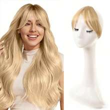 3D自然侧分刘海假发，轻盈夹式刘海假发，带鬓角，优雅自然的女士假发 - 彩色 - 查看 17