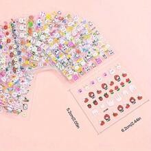 10pcs Mixed Cute Cartoon Nail Art Stickers, DIY Princess Waterproof Nail Decals, Adorable Rabbit, Kitty, Heart And Flower Nail Stickers - 彩色 - 查看 5