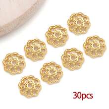 30pcs 18K Gold Plated Flower Bead Caps Pretty Filigree Flower Brass Bead End Cap For DIY Craft Earrings Bracelets Necklaces Jewelry Crafts - Multicolor - View 10