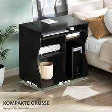 Computer Desk With Wheels, Office Desk With Keyboard Tray And Storage, PC Table, Black, 80 X 48 X 75 Cm - Black - View 1