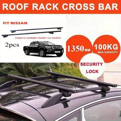 Black Cross Bars Roof Racks Top Luggage Carrier Rail Fit Nissan NP300  2015+