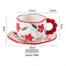 Ceramic Coffee Cup & Saucer Set, Espresso, Tea, Latte, High-Quality Ceramic, Elegant Ceramic, One Cup Of Coffee, Suitable For Middle Eastern Ramadan, Festivals, Family Gatherings, Back To School Season - Pearl Handle Cup and Saucer - View 14