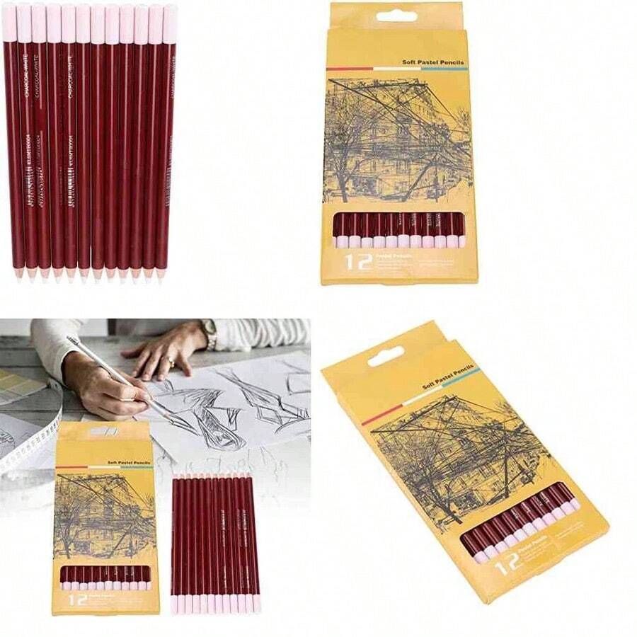 Lpiz de dibujo de arte blanco, lpiz de carbn blanco resistente y duradero para resaltar bocetos - como se muestra en la figura - Ver 1