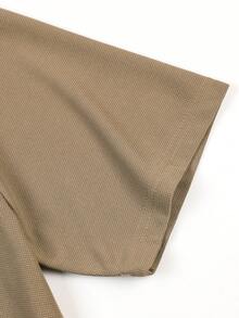 男士休闲宽松印花圆领涤纶T恤，百搭日常穿着，夏季 - 咖啡棕 - 查看 6