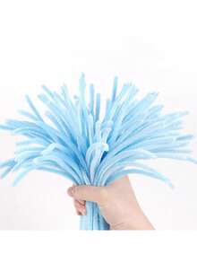 100pcs Premium Soft Flexible Fabric Wig DIY Craft Kit - Assorted Colors. Purple Fluff Handmade Set With 3 Colors, Suitable For Handicraft Decoration And Various Handmade Projects. Twist Stick Set (3 Color Options), Wig Set, Fluffy Sticks, Curved Sticks, Puff Sticks. Suitable For Party Decorations, Gift Packaging And Holiday Handmade Crafts. Large Package, Colorful. - 藍色 - 查看 9