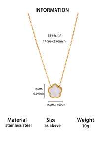 1件装幸运四叶草项链，女士金色不锈钢四叶草吊坠项链，情人节派对珠宝礼物 - 彩色 - 查看 8