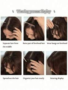 女士直发夹式刘海，优雅直发合成夹式假发，女士高温丝合成直发发片，蓬松侧刘海 - 优雅自然风格，高温丝材质，易于佩戴，时尚日常佩戴假发，时尚发饰 | 自然外观 | 简约风格，发爪夹，发夹，发卡，发夹 美发造型套装 美发工具套装 美妆家居 美发配件 - 彩色 - 查看 9