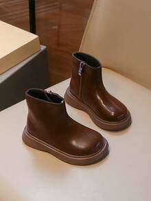 1 Pair Children's Casual Versatile Boots, Academy Style Dance Boots, Fashion Boots For Girls - Brown - View 2