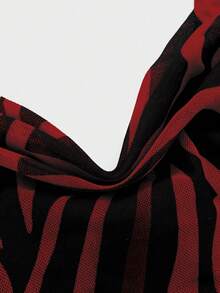 Plus Size Sexy & Elegant Deep V-Neck Fitted Zebra Print Maxi Dress, Showcasing Feminine Charm, Suitable For Vacation And Everyday Wear Party Summer - Red - View 6