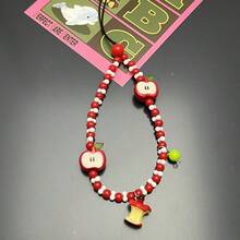 Handmade Beaded Camera Strap, Keychain, Phone Lanyard Charm For IPhone - Red - View 5