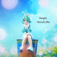 A 16cm PVC Cute Figure, An Anime Two-Dimensional Decoration Featuring A Kawaii Girl In Green Clothes In A Sitting Pose. It Works As A Computer Case Ornament And A Gift For Boys. - 彩色 - 查看 8