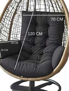Single-Person Swing & Garden/Balcony Cushion (Swing Shown For Display Purposes Only.) ın Der Turkeı - Black - View 4