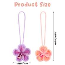 Cute Rear View Mirror Hanging Decor 2 Pack View Mirror Pendant Ornament Crochet Flowers Hibiscus Flower Car Hanging Charms Car Accessories Handmade Knitted Flowers Pendants For Women Crochet Lovers - 如圖 - 查看 2