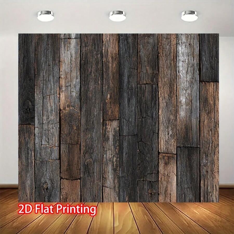 Retro Wooden Wall Background Fabric – Polyester Fiber Photography & Party Decor Fabric – No Electricity Required – Available In Multiple Sizes, Perfect For Festival Party Decor Banners, Suitable For Various Scenarios And Sizes. - Multicolor - View 1