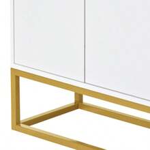 Modern Minimalist Sideboard, 4-Door Handleless Buffet For Dining Room, Living Room, Kitchen (White) - 白色 - 查看 7