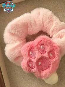 Paw Patrol 2-Piece Plush Large Intestine High Elasticity Hair Ring Set, Sweet And Versatile Hair Rope For Dog Patrol Team, Random Color And Style, Cute Girl Woof Team Theme Hair Accessory, Women's Exclusive Rubber Band, Headband, Summer Beach Wedding Accessories, Pink And Blue Dog Claw Pattern Hair Rope