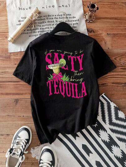 Camiseta negra de manga corta con cuello de corazón y estampado de dibujos animados para salir de noche, camiseta gráfica de talla grande para mujer en primavera/otoño, día de San Valentín