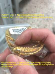 18K镀金925纯银5毫米宽横向项链，链长16/18/20/22/24英寸，男女皆宜，时尚结婚订婚首饰