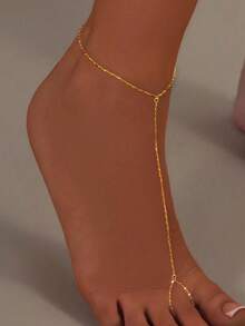 1件S925纯银波浪纹项链，配有指链和脚链，适合女性日常佩戴，也是一份很棒的生日礼物。 - 腳鍊 - 查看 9