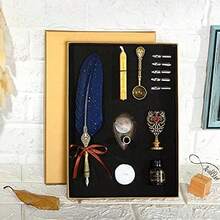 Domary Juego de pluma y tinta vintage, pluma estilogrfica brillante, pluma de inmersin de caligrafa, pluma de firma con puntas de repuesto, soporte para bolgrafo, regalo de cumpleaos de lujo para - verde negruzco - Ver 5