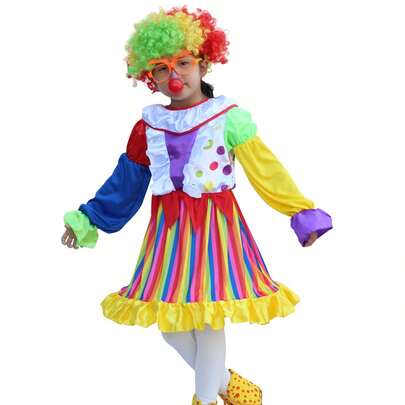 Cute Clown Costume, Cartoon Style Funny Performance Outfit, Party Holiday Theme Dress, Stage Performance Costume