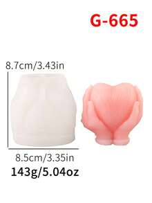 1个心形蜡烛硅胶模具，DIY蜡烛熔块，石膏装饰，香石，手工家居装饰蜡烛模具，情人节适用 - 白色 - 查看 8