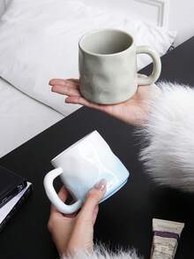 CMYD Studio 1 件 400 毫升手工陶瓷咖啡杯，不对称北欧风格茶杯，适合家庭、卧室、办公室、礼物、家庭聚会