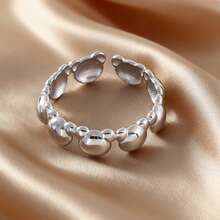 1pc Stainless Steel Bear Head Ring - Adjustable Open, Minimalist Bear Design, Everyday & Special Occasion Jewelry Suitable For Valentine's, Birthday, Anniversary Gift, Year-Round Wearable Ring - Ring - View 4