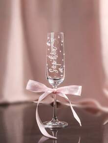 个性化香槟杯，新娘派对葡萄酒杯，可定制姓名和称谓，含蝴蝶结，适合婚礼、周年纪念日、情人节、婚礼装饰、派对、舞会以及伴娘礼物。 - 多色 - 查看 7
