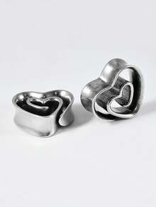 PAIR Heart Shape Spiral Ear Gauges Heart Tunnels Plugs Ear Tunnels Ear Stretchers Stainless Steel Piercings 8mm-25mm