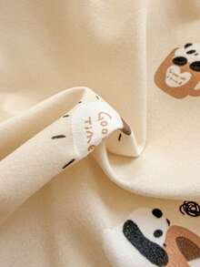 4件套儿童舒适床上用品，可爱奶油色熊猫咖啡杯印花，包含1个被套+1个床单+2个枕套，采用超细聚酯纤维制成，面料柔软，适用于单人床、双人床、大号床、特大号床，家居装饰，被套和枕套不含填充物。 - 卡其色 - 查看 8